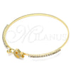 Oro Laminado Individual Bangle, Gold Filled Style Star and Moon Design, with White Micro Pave and White Crystal, Polished, Golden Finish, 07.193.0028.04 (02 MM Thickness, Size 4 (2.25 Diameter))
