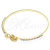 Oro Laminado Individual Bangle, Gold Filled Style Star and Moon Design, with White Micro Pave and White Crystal, Polished, Golden Finish, 07.193.0028.04 (02 MM Thickness, Size 4 (2.25 Diameter))