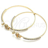 Oro Laminado Individual Bangle, Gold Filled Style Star and Moon Design, with White Micro Pave and White Crystal, Polished, Golden Finish, 07.193.0028.04 (02 MM Thickness, Size 4 (2.25 Diameter))
