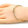 Oro Laminado Individual Bangle, Gold Filled Style Star and Moon Design, with Multicolor Micro Pave and White Crystal, Polished, Golden Finish, 07.193.0028.1.04 (02 MM Thickness, Size 4 (2.25 Diameter))
