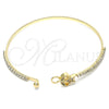 Oro Laminado Individual Bangle, Gold Filled Style Star and Moon Design, with Multicolor Micro Pave and White Crystal, Polished, Golden Finish, 07.193.0028.1.04 (02 MM Thickness, Size 4 (2.25 Diameter))