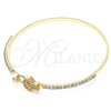 Oro Laminado Individual Bangle, Gold Filled Style Star and Moon Design, with Multicolor Micro Pave and White Crystal, Polished, Golden Finish, 07.193.0028.1.04 (02 MM Thickness, Size 4 (2.25 Diameter))