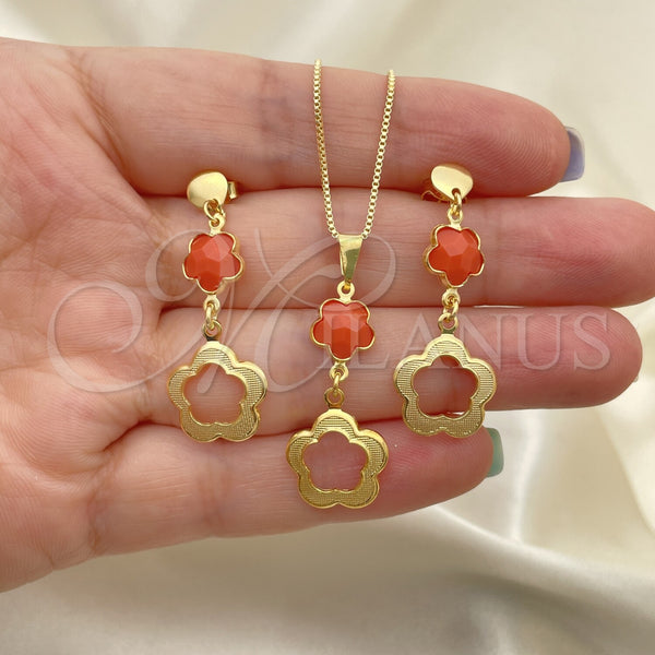 Gold Filled Ring — Earring and Pendant Adult Set Flower and Box — main product view — SKU 134199 | Oro Laminado anillo — Earring and Pendant Adult Set flor and Box — SKU 134199