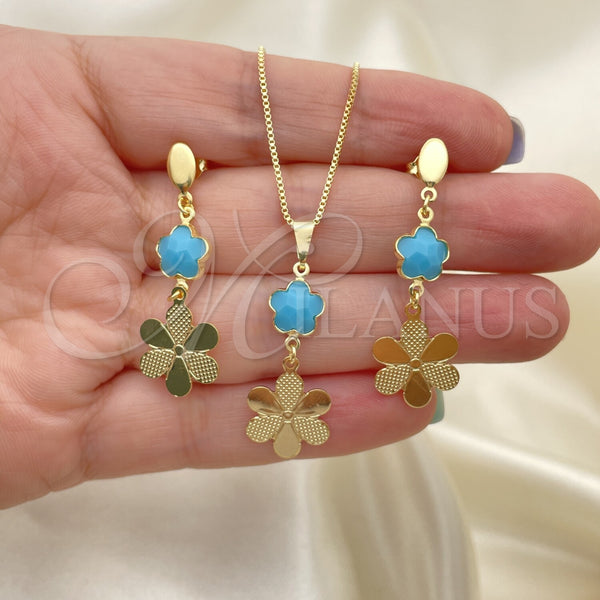 Gold Filled Ring — Earring and Pendant Adult Set Flower and Box — main product view — SKU 134202 | Oro Laminado anillo — Earring and Pendant Adult Set flor and Box — SKU 134202