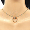 Oro Laminado Pendant Necklace, Gold Filled Style Heart Design, with Multicolor Micro Pave, Polished, Golden Finish, 04.156.0282.18 (02 MM Thickness, 18 Inches Length)