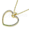 Oro Laminado Pendant Necklace, Gold Filled Style Heart Design, with Multicolor Micro Pave, Polished, Golden Finish, 04.156.0282.18 (02 MM Thickness, 18 Inches Length)