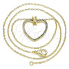 Oro Laminado Pendant Necklace, Gold Filled Style Heart Design, with Multicolor Micro Pave, Polished, Golden Finish, 04.156.0282.18 (02 MM Thickness, 18 Inches Length)