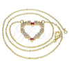 Oro Laminado Pendant Necklace, Gold Filled Style Heart Design, with White Micro Pave and Multicolor Cubic Zirconia, Polished, Golden Finish, 04.156.0284.18 (02 MM Thickness, 18 Inches Length)