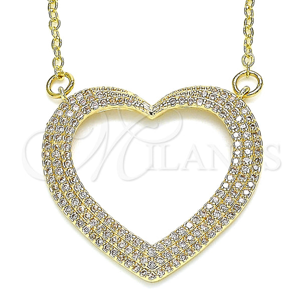 Gold Filled Necklace — Pendant Necklace Heart Design with White Micro Pave — main product view — SKU 134211 | Oro Laminado collar — Pendant Necklace corazón diseño with blanco Micro Pave — SKU 134211