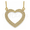 Oro Laminado Pendant Necklace, Gold Filled Style Heart Design, with White Micro Pave, Polished, Golden Finish, 04.156.0285.20 (02 MM Thickness, 20 Inches Length)