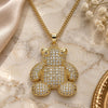 Oro Laminado Pendant Necklace, Gold Filled Style Teddy Bear Design, with White Micro Pave, Polished, Golden Finish, 04.94.0030.20 (01 MM Thickness, 20 Inches Length)