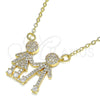Oro Laminado Pendant Necklace, Gold Filled Style Little Boy and Little Girl Design, with White Micro Pave, Polished, Golden Finish, 04.94.0032.18 (02 MM Thickness, 18 Inches Length)