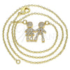Oro Laminado Pendant Necklace, Gold Filled Style Little Boy and Little Girl Design, with White Micro Pave, Polished, Golden Finish, 04.94.0032.18 (02 MM Thickness, 18 Inches Length)