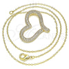 Oro Laminado Pendant Necklace, Gold Filled Style Heart Design, with White Micro Pave, Polished, Golden Finish, 04.94.0033.18 (02 MM Thickness, 18 Inches Length)