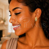 Oro Laminado Stud Earring, Gold Filled Style Teddy Bear Design, with White Micro Pave, Polished, Golden Finish, 02.156.0430