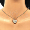 Oro Laminado Pendant Necklace, Gold Filled Style Heart Design, with White Micro Pave and White Cubic Zirconia, Polished, Golden Finish, 04.156.0294.20 (02 MM Thickness, 20 Inches Length)