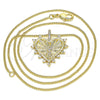 Oro Laminado Pendant Necklace, Gold Filled Style Heart Design, with White Micro Pave and White Cubic Zirconia, Polished, Golden Finish, 04.156.0294.20 (02 MM Thickness, 20 Inches Length)