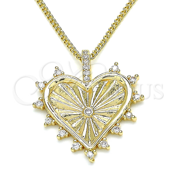 Gold Filled Necklace — Pendant Necklace Heart Design with White Micro Pave — main product view — SKU 134249 | Oro Laminado collar — Pendant Necklace corazón diseño with blanco Micro Pave — SKU 134249