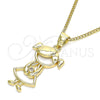 Oro Laminado Pendant Necklace, Gold Filled Style Little Girl Design, with White Micro Pave, Polished, Golden Finish, 04.156.0295.20 (02 MM Thickness, 20 Inches Length)