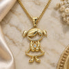 Oro Laminado Pendant Necklace, Gold Filled Style Little Girl Design, with White Micro Pave, Polished, Golden Finish, 04.156.0295.20 (02 MM Thickness, 20 Inches Length)