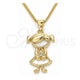 Oro Laminado Pendant Necklace, Gold Filled Style Little Girl Design, with White Micro Pave, Polished, Golden Finish, 04.156.0295.20 (02 MM Thickness, 20 Inches Length)