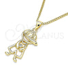 Oro Laminado Pendant Necklace, Gold Filled Style Little Boy Design, with White Micro Pave, Polished, Golden Finish, 04.156.0296.20 (02 MM Thickness, 20 Inches Length)