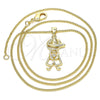Oro Laminado Pendant Necklace, Gold Filled Style Little Boy Design, with White Micro Pave, Polished, Golden Finish, 04.156.0296.20 (02 MM Thickness, 20 Inches Length)