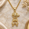 Oro Laminado Pendant Necklace, Gold Filled Style Little Boy Design, with White Micro Pave, Polished, Golden Finish, 04.156.0296.20 (02 MM Thickness, 20 Inches Length)