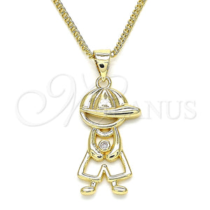 Gold Filled Necklace — Pendant Necklace Little Boy Design with White Micro — main product view — SKU 134251 | Oro Laminado collar — Pendant Necklace Little Boy diseño with blanco Micro — SKU 134251