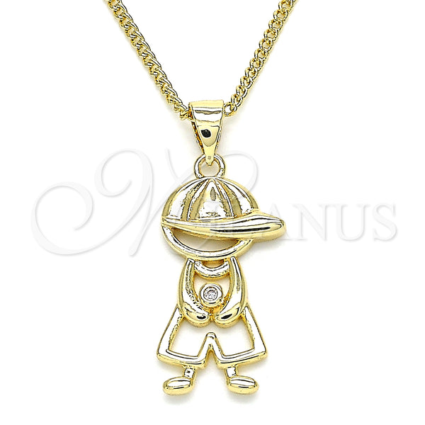 Gold Filled Necklace — Pendant Necklace Little Boy Design with White Micro — main product view — SKU 134251 | Oro Laminado collar — Pendant Necklace Little Boy diseño with blanco Micro — SKU 134251