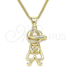 Oro Laminado Pendant Necklace, Gold Filled Style Little Boy Design, with White Micro Pave, Polished, Golden Finish, 04.156.0296.20 (02 MM Thickness, 20 Inches Length)
