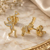Oro Laminado Stud Earring, Gold Filled Style Angel Design, with White Micro Pave, Polished, Golden Finish, 02.199.0027