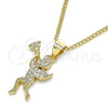 Oro Laminado Pendant Necklace, Gold Filled Style Angel Design, with White Micro Pave, Polished, Golden Finish, 04.199.0034.20 (02 MM Thickness, 20 Inches Length)