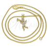 Oro Laminado Pendant Necklace, Gold Filled Style Angel Design, with White Micro Pave, Polished, Golden Finish, 04.199.0034.20 (02 MM Thickness, 20 Inches Length)
