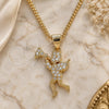 Oro Laminado Pendant Necklace, Gold Filled Style Angel Design, with White Micro Pave, Polished, Golden Finish, 04.199.0034.20 (02 MM Thickness, 20 Inches Length)