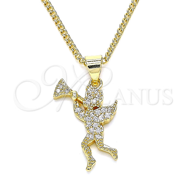 Gold Filled Necklace — Pendant Necklace Angel Design with White Micro Pave — main product view — SKU 134254 | Oro Laminado collar — Pendant Necklace Angel diseño with blanco Micro Pave — SKU 134254