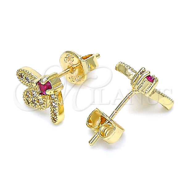 Gold Filled Ring — Stud Earring Dragon-Fly Design with Ruby Cubic Zirconia — main product view — SKU 134260 | Oro Laminado anillo — Stud Earring Dragon-Fly diseño with Ruby Cubic Zirconia — SKU 134260