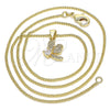 Oro Laminado Pendant Necklace, Gold Filled Style Dragon-Fly Design, with White Cubic Zirconia and White Micro Pave, Polished, Golden Finish, 04.199.0035.20 (02 MM Thickness, 20 Inches Length)