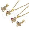 Oro Laminado Pendant Necklace, Gold Filled Style Dragon-Fly Design, with White Cubic Zirconia and White Micro Pave, Polished, Golden Finish, 04.199.0035.20 (02 MM Thickness, 20 Inches Length)