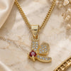 Oro Laminado Pendant Necklace, Gold Filled Style Dragon-Fly Design, with Garnet Cubic Zirconia and White Micro Pave, Polished, Golden Finish, 04.199.0035.1.20 (02 MM Thickness, 20 Inches Length)