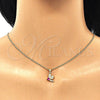 Oro Laminado Pendant Necklace, Gold Filled Style Dragon-Fly Design, with Ruby Cubic Zirconia and White Micro Pave, Polished, Golden Finish, 04.199.0035.2.20 (02 MM Thickness, 20 Inches Length)