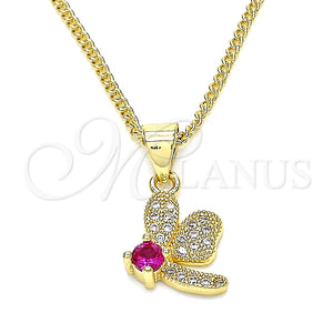 Gold Filled Necklace — Pendant Necklace Dragon-Fly Design with Ruby Cubic Zirconia — main product view — SKU 134264 | Oro Laminado collar — Pendant Necklace Dragon-Fly diseño with Ruby Cubic Zirconia — SKU 134264
