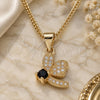 Oro Laminado Pendant Necklace, Gold Filled Style Dragon-Fly Design, with Black Cubic Zirconia and White Micro Pave, Polished, Golden Finish, 04.199.0035.3.20 (02 MM Thickness, 20 Inches Length)