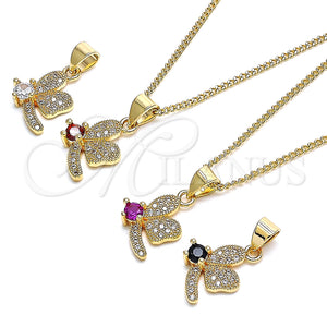 Gold Filled Necklace — Pendant Necklace Dragon-Fly Design with Black Cubic Zirconia — main product view — SKU 134265 | Oro Laminado collar — Pendant Necklace Dragon-Fly diseño with negro Cubic Zirconia — SKU 134265