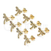 Oro Laminado Stud Earring, Gold Filled Style Dragon-Fly Design, with Black and White Micro Pave, Polished, Golden Finish, 02.156.0396.7