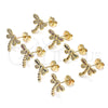 Oro Laminado Stud Earring, Gold Filled Style Dragon-Fly Design, with Black and White Micro Pave, Polished, Golden Finish, 02.156.0396.7