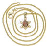 Oro Laminado Pendant Necklace, Gold Filled Style Turtle Design, with Garnet Micro Pave, Polished, Golden Finish, 04.156.0298.20 (02 MM Thickness, 20 Inches Length)