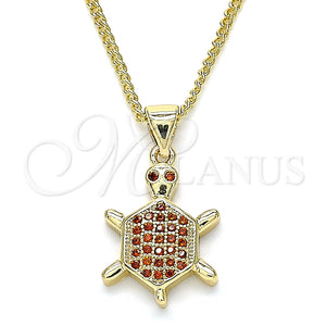 Gold Filled Necklace — Pendant Necklace Turtle Design with Garnet Micro Pave — main product view — SKU 134288 | Oro Laminado collar — Pendant Necklace Turtle diseño with Garnet Micro Pave — SKU 134288