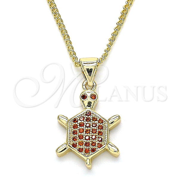 Gold Filled Necklace — Pendant Necklace Turtle Design with Garnet Micro Pave — main product view — SKU 134288 | Oro Laminado collar — Pendant Necklace Turtle diseño with Garnet Micro Pave — SKU 134288