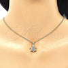 Oro Laminado Pendant Necklace, Gold Filled Style Turtle Design, with Sapphire Blue and White Micro Pave, Polished, Golden Finish, 04.156.0298.1.20 (02 MM Thickness, 20 Inches Length)